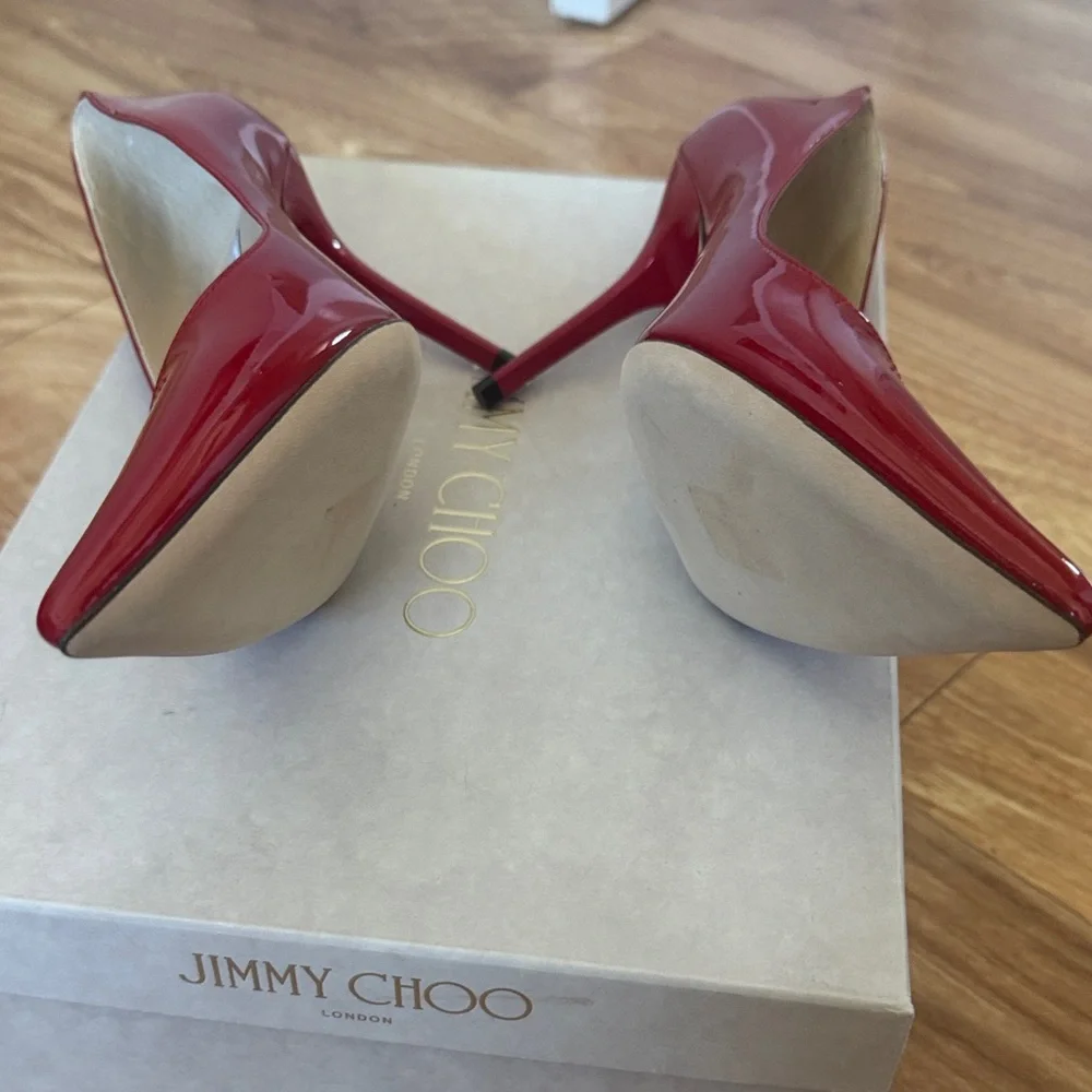 Jimmy Choo Agnes Red Patent Pointed-Toe Stilettos 7.5 Never worn - Picture 5 of 5